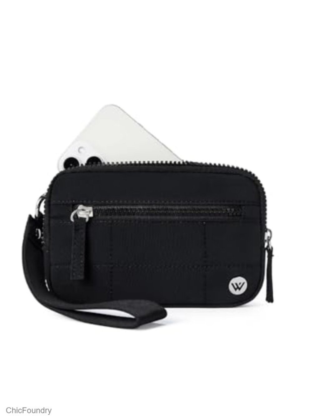 RFID Blocking Quilted Nylon Wristlet Wallet Card Holder Travel Purse